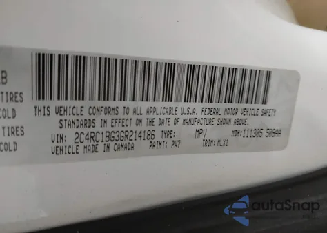 2016 Chrysler Town & Country Touring from USA, damaged, VIN 2C4RC1BG3GR214186